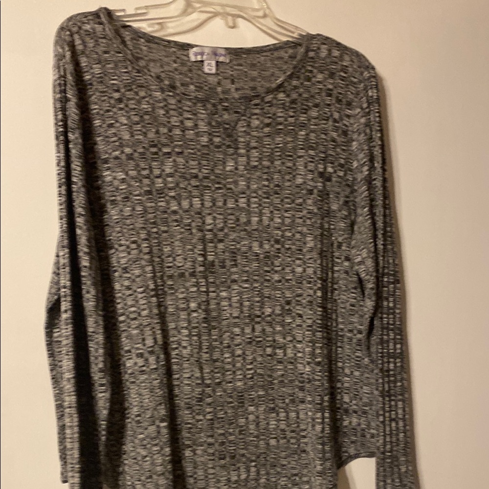 Rebecca Malone Gray Ribbed Hoodie